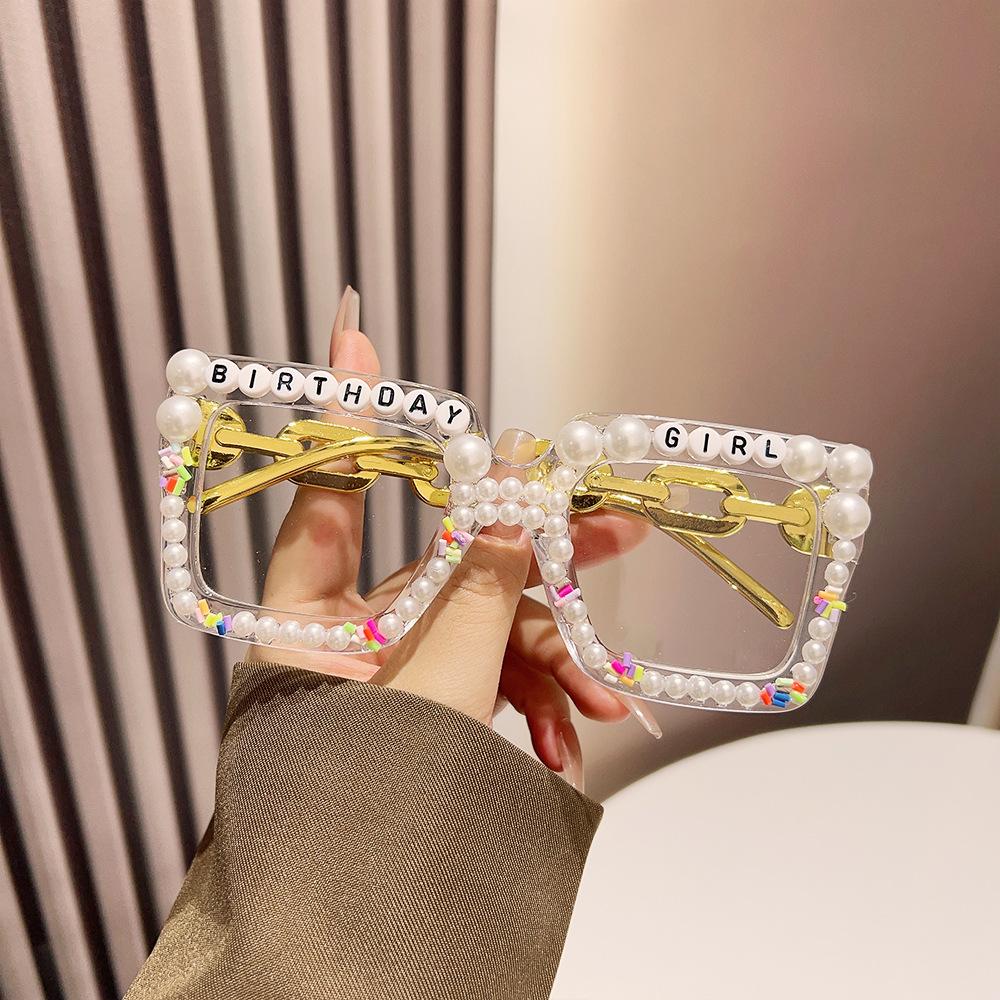 Люксовый Бренд Дизайнерские Квадратные Винтажные Большие Рамки Жемчужные Солнцезащитные Очки Женские День Рождения Девушка Панк Популярные Оверсайз Милые Розовые Солнечные Очки