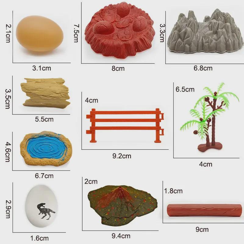 Украшения сцены с динозаврами юрского периода: Растение, дерево, вулкан, каменный забор, яйцо динозавра, аксессуары для песчаного стола