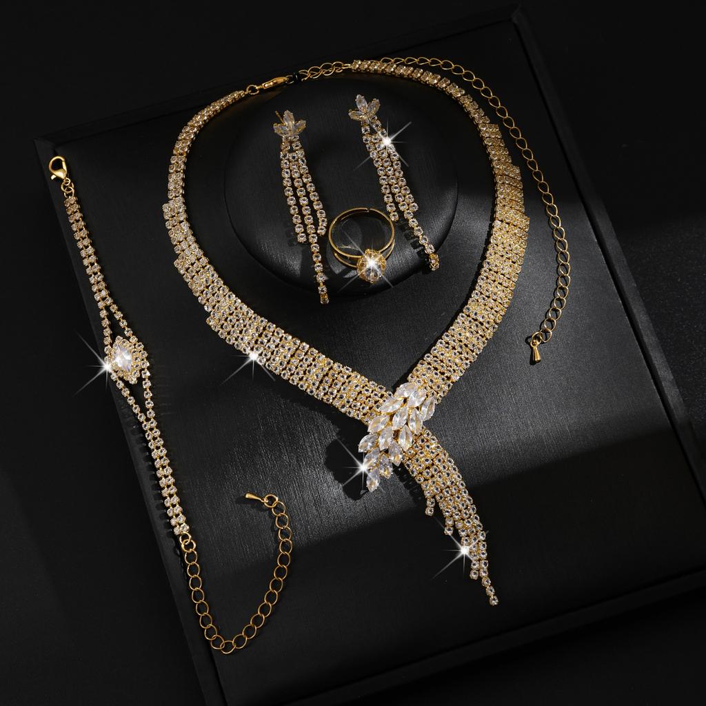 Осеннее Новое Платье Ужин Украшения, Изысканные Свадебные Стразы Цирконий Украшения Ожерелье Серьги Браслет Набор из Трех Предметов 2026
