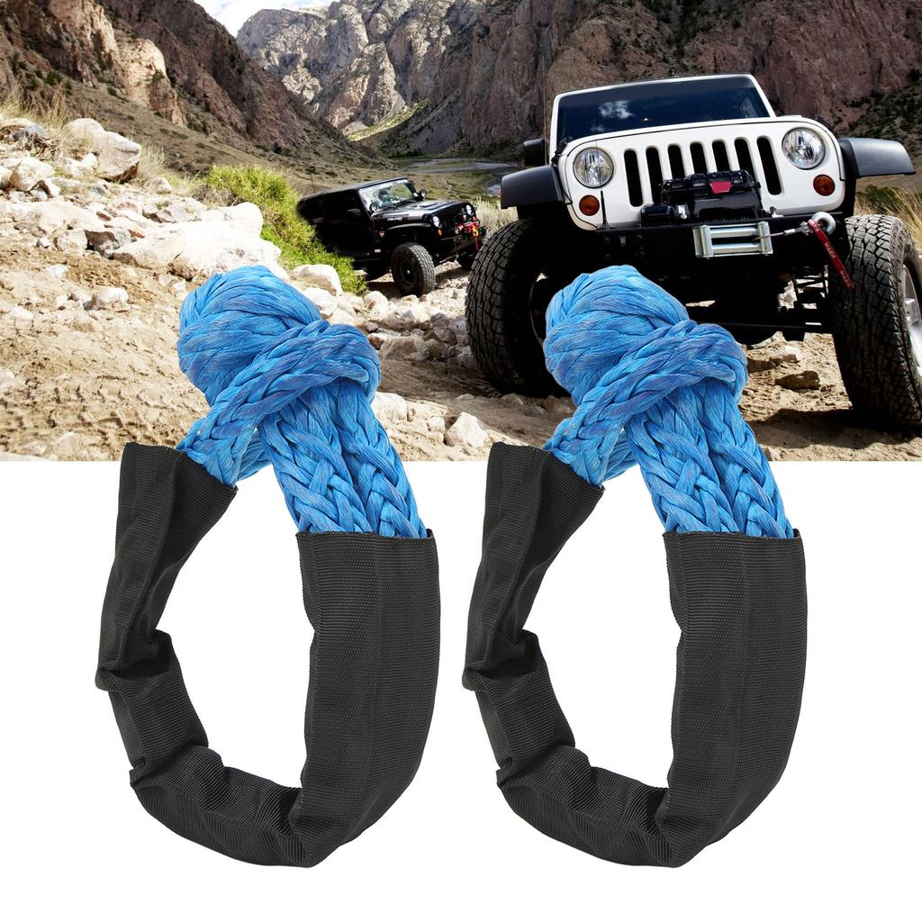 2 Pcs 13mm Soft Shackle 44092 Lbs Breaking Force High Tear Resistance Portable Soft Recovery Tow Strap for Truck SUVs Offroad Vehicels