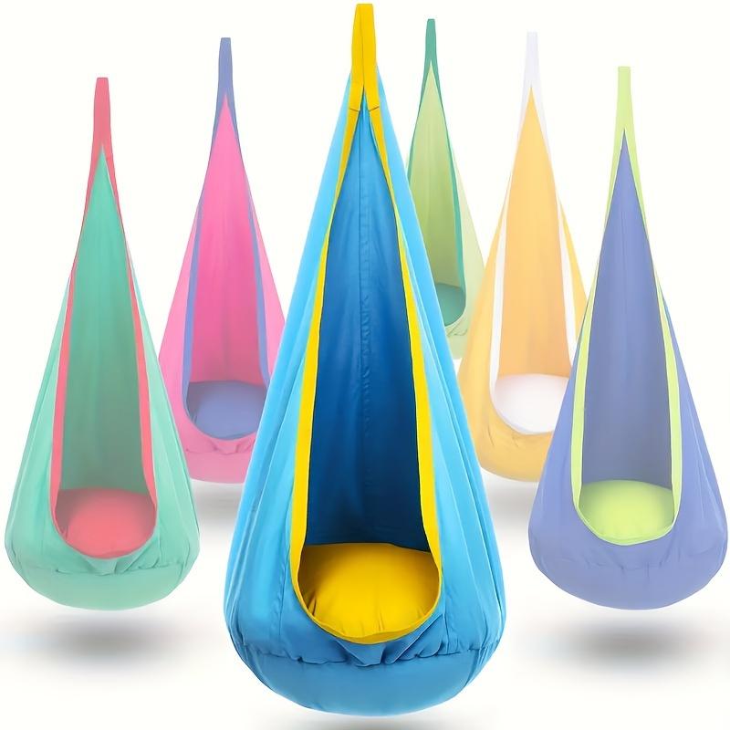 1pc Pod Swing Seat Indoor Outdoor Hanging Hammock Chair with Inflatable Pillow And Pocket - Supports Up to 176Lbs Perfect for Relaxation