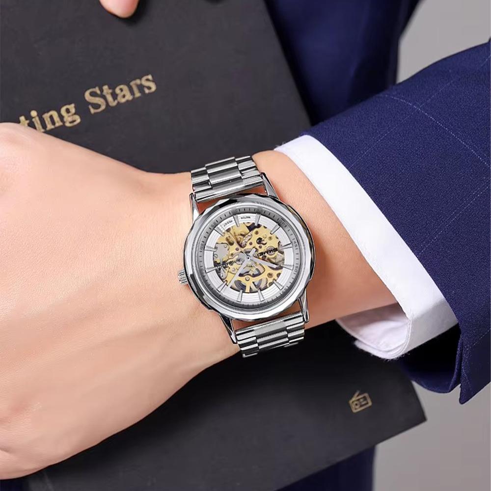 Steel Strip Men's Watches Fully Transparent Dial Automatic Mechanical Watch Waterproof Hardlex Mirror Surface