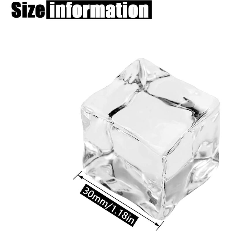Fake Ice, Clear Fake Ice Cubes Acrylic, Acrylic Decorative Ice Cubes for Photography Accessories Props Decoration Vase Fillers