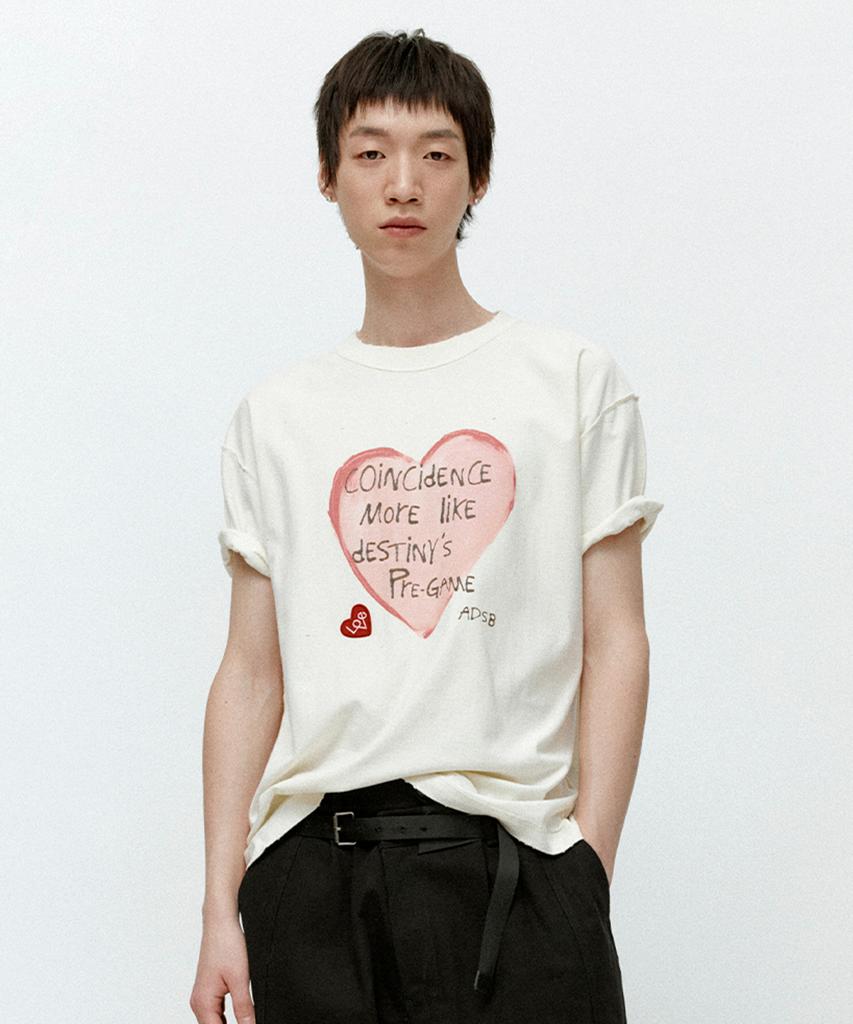 ADSB ANDERSSON BELL Unisex Heart Message T-Shirt Atb1251U(Ecru)