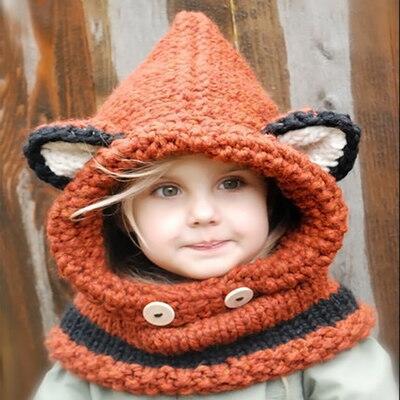 New children's hat winter boy trendy baby cat shape hat scarf set wool hat circumference