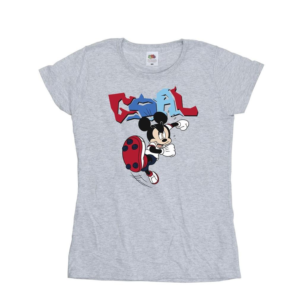 Disney Womens/Ladies Mickey Mouse Goal Striker Pose Cotton T-Shirt