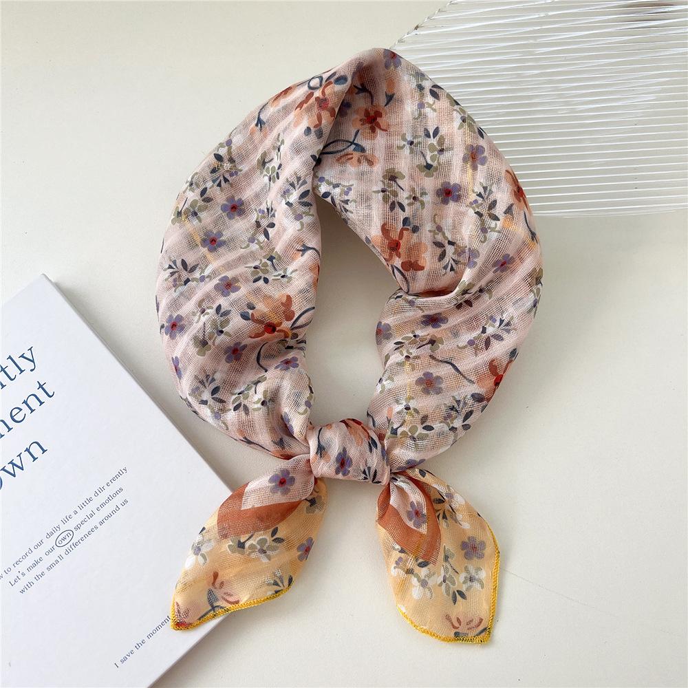 Маленький квадратный шарф из хлопка и льна, шелковый шарф, женский, весна и осень, новый стиль, художественный и универсальный, модный, темпераментный шарф-повязка на голову