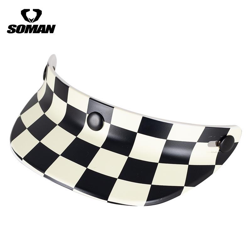 Retro Motorcycle Helmet with Three-Button Sunshade Brim - Half Helmet Design