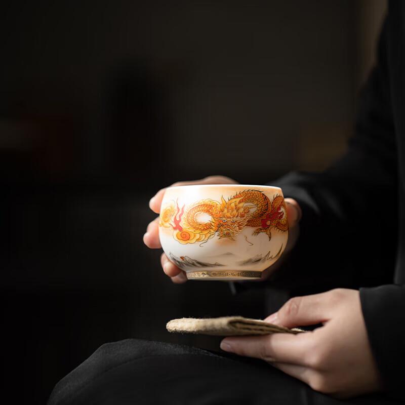 Su's Ceramic Dragon Mutton Fat Jade Zen Teacup