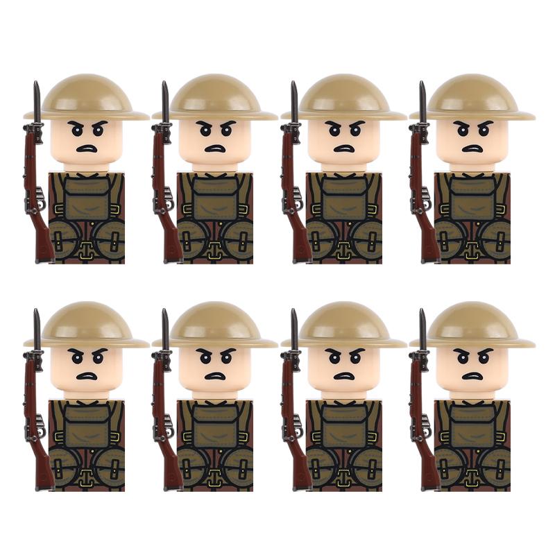 MOC WW1 Военная Траншея Поле Боя Позиция Строительные Блоки Прусские Британские Солдаты Армия Военная Сцена Модель DIY Кирпичи Игрушка Подарки