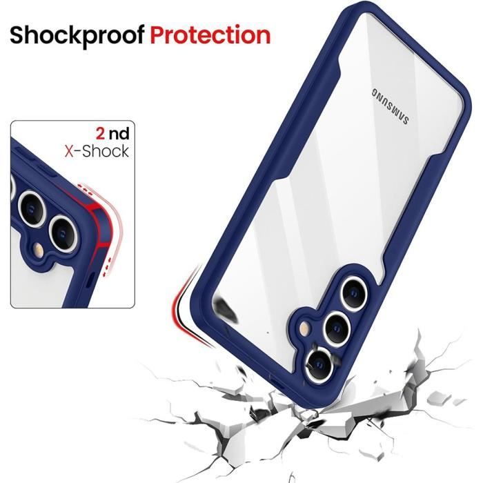 Coque de protection - BOOLING - pour Samsung Galaxy S24 Plus - TPU souple - PC rigide - Bleu Marine