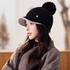 Hairball knitted hat autumn and winter soft waxy warm wool hat showing face small cap simple solid color hat women's