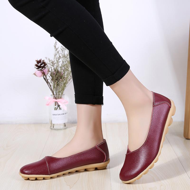 Women Leather Driving Moccasins Comfort Flats Casual Slip On Blue Nurse Plus Size Summer Ballet Shoes for Girl
