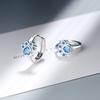 New Cute Cat Paw Shape Blue Zircon 925 Silver Hoop Earrings for Women Girls Party Accessory Jewelry Gift