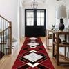 Современный красный геометрический ковер-дорожка с черно-белым ромбовидным узором и золотой каймой, минималистичный коврик для пола в прихожую, домашнее украшение