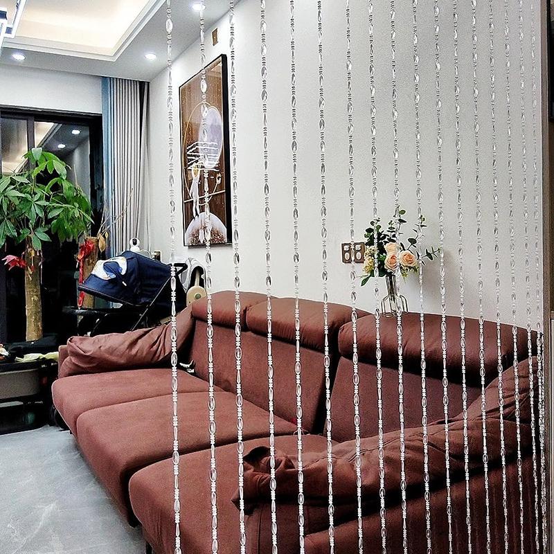 WTEMPO Прозрачные Раздельные Шторки из Бусин для Дверных Проемов, Подвесные Шторки из Бусин, Шторки-нити с Кисточками, Шторки из Бусин, Ширма для Разделения Комнаты, Декорации