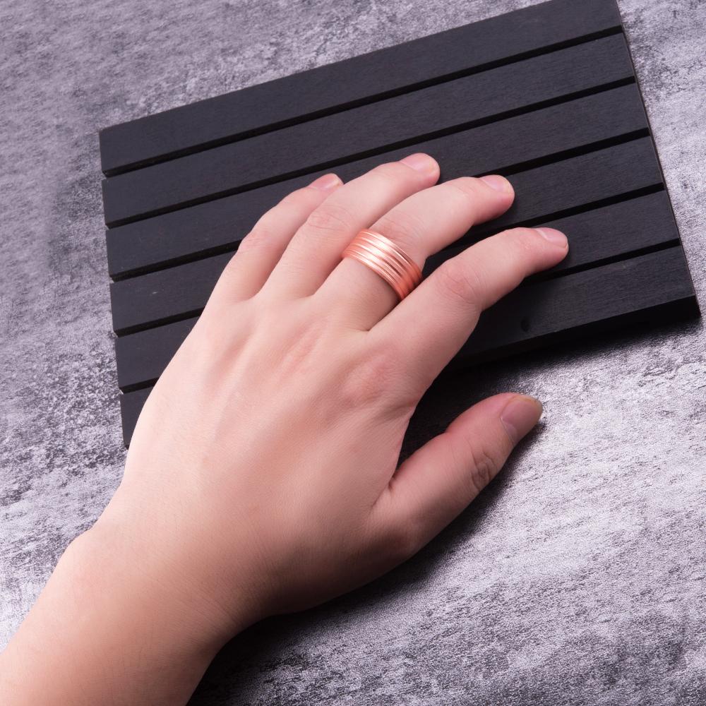 Ikuinen, мужские кольца из чистой меди, обручальные кольца в полоску, магнитные кольца для мужчин, регулируемая манжета, медное кольцо