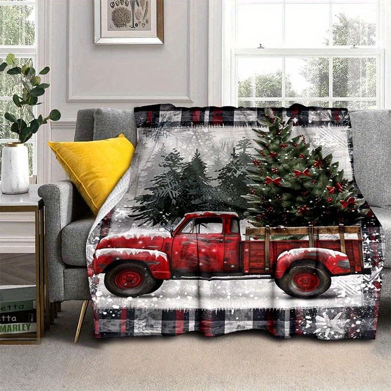 Winter Snow Truck Christmas Blanket Blanket Decoration Soft Comfortable Flannel Blanket Sofa Bed Decoration Blanket