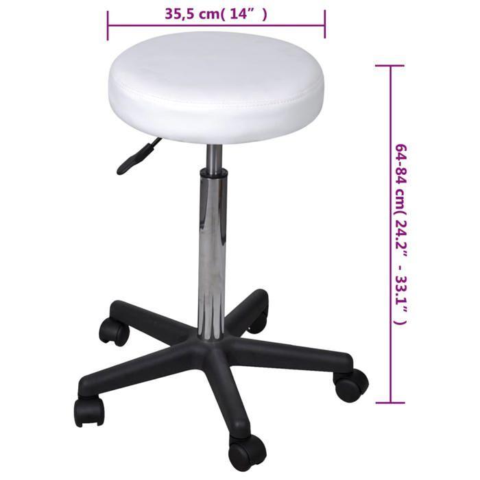 VidaXL White Office Stool Stool with Wheels Office Chair Home 240470