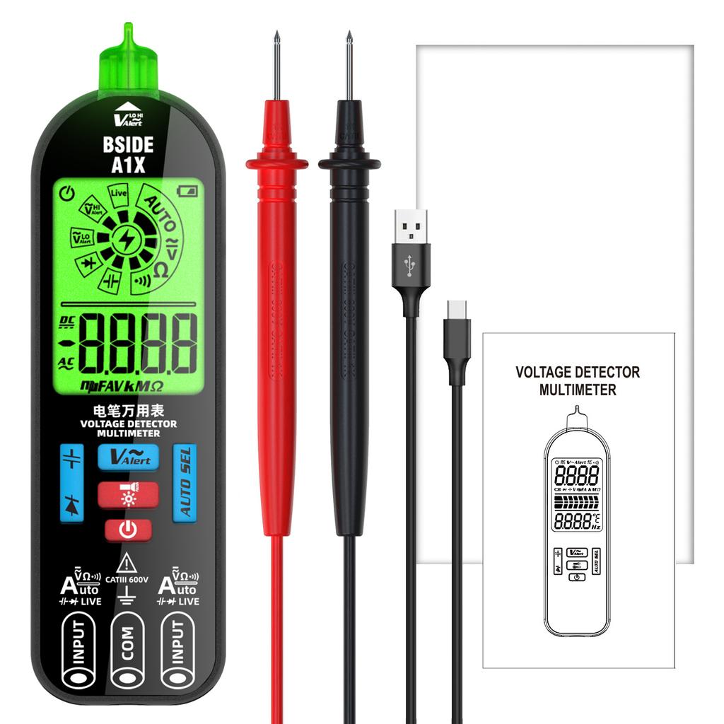 BSIDE A1/A1X Smart Digital Multimeter Electronic USB Tester Breakpoint AC DC Contactless NCV Charged Automatic Diode Capacitor
