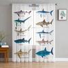 Undersea Animal Different Types Of Sharks Tulle Curtains for Living Room Drapes Window Sheer Modern Curtains for Bedroom Decor