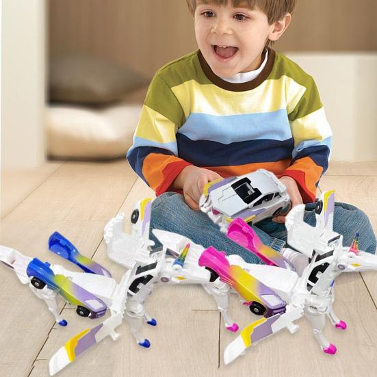 2Pcs Transforming Flying Horse Car Toy for Kids Sturdy Transforming Car-Robot Gift for Boys Girls Birthday