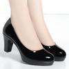 Women Shallow Mouth Single Shoes Round Toe Thick Sole Non-slip Black Thick High Heel Work Shoes