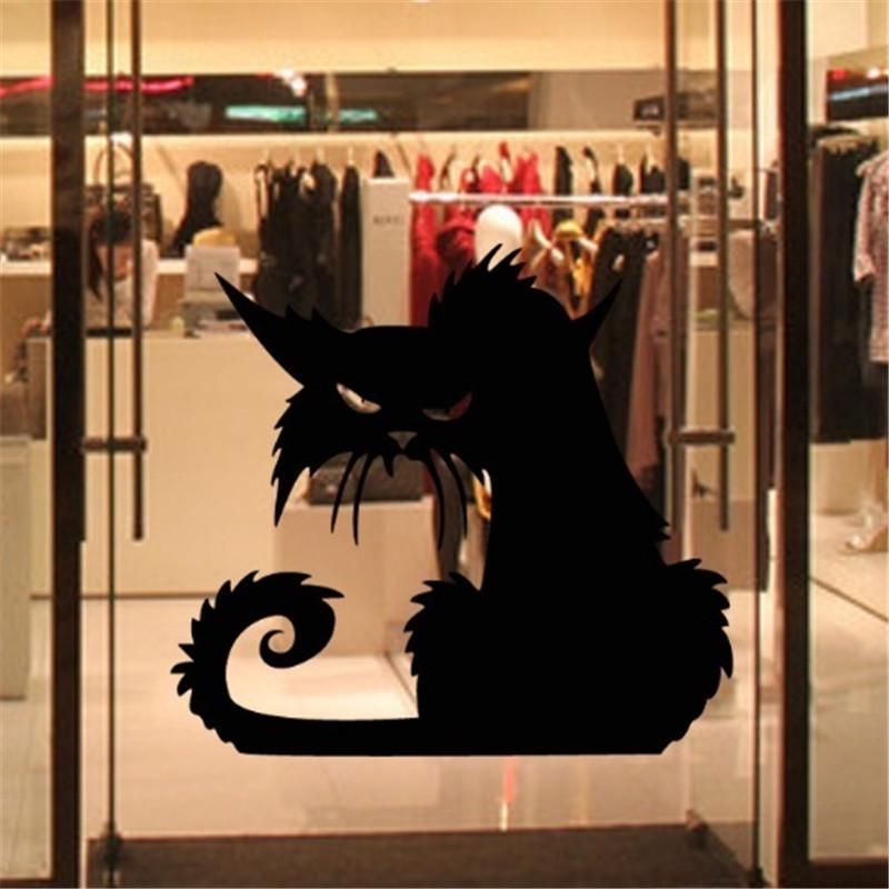 Cute Removable 3D Cats Sticker Black Cats Wall Stickers Window Sticker Halloween Decorations