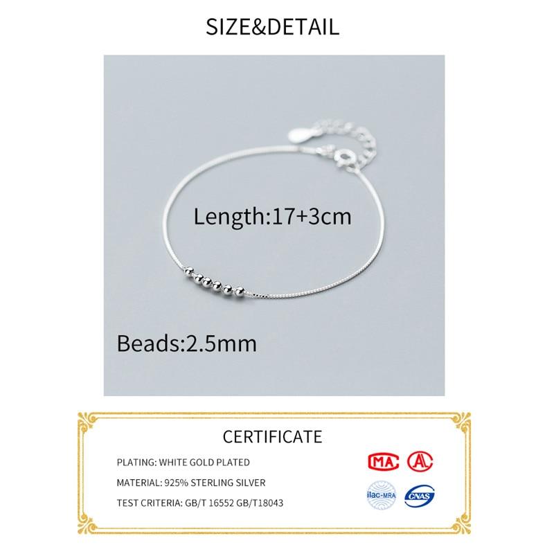Inzatt Real 925 Sterling Silver Minimalist Geometric Beads Bracelet Fine Jewelry For Charm Women Party Fashion Jewelry Gift