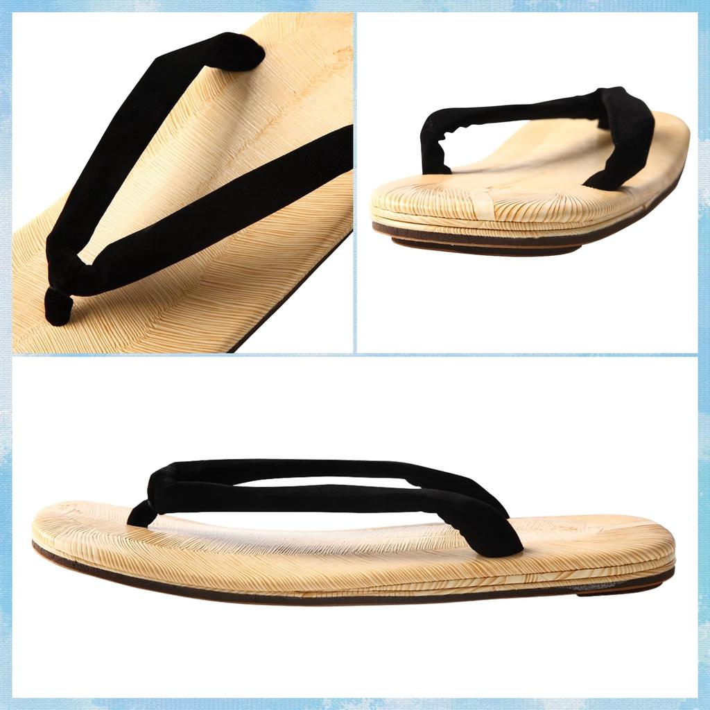 Edoten Geta Made in Yellow Tatami Black Size L Sandals, Japan, Mat, Straps, Double-Ply Sole,