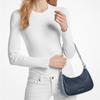 MICHAEL KORS Cora logo embossed zipper closure polyurethane handheld crossbody shoulder bag medium women's navy