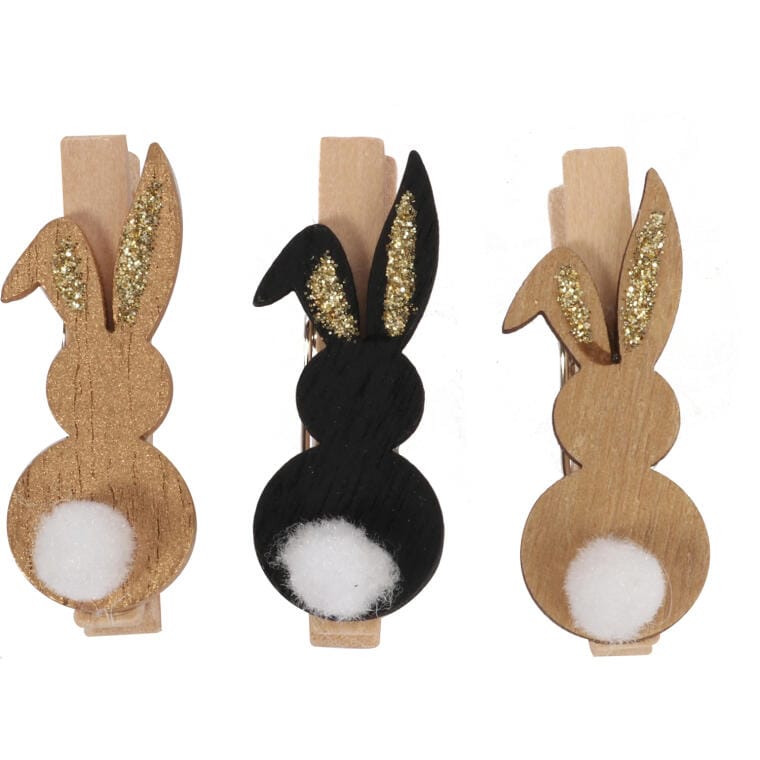 Bunny wooden clothespins 6 pcs Easter spring