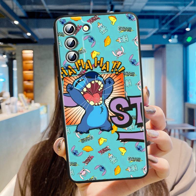Чехол для телефона Stitch Cartoon Cute для Samsung Galaxy S24 S23 S22 S21 S20 FE S10 S10E Plus Ultra Pro Lite 5G Black TPU
