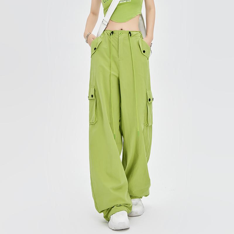2024 Новые модные женские свободные брюки-карго весна-лето тонкие комбинезоны с карманами высокая талия широкие брюки прямые свободные спортивные брюки элегантные брюки 2391