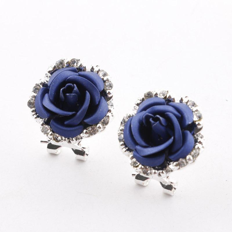 Women's Rose Shaped Alloy Stud Earring Austrian Earrings for Women Gift