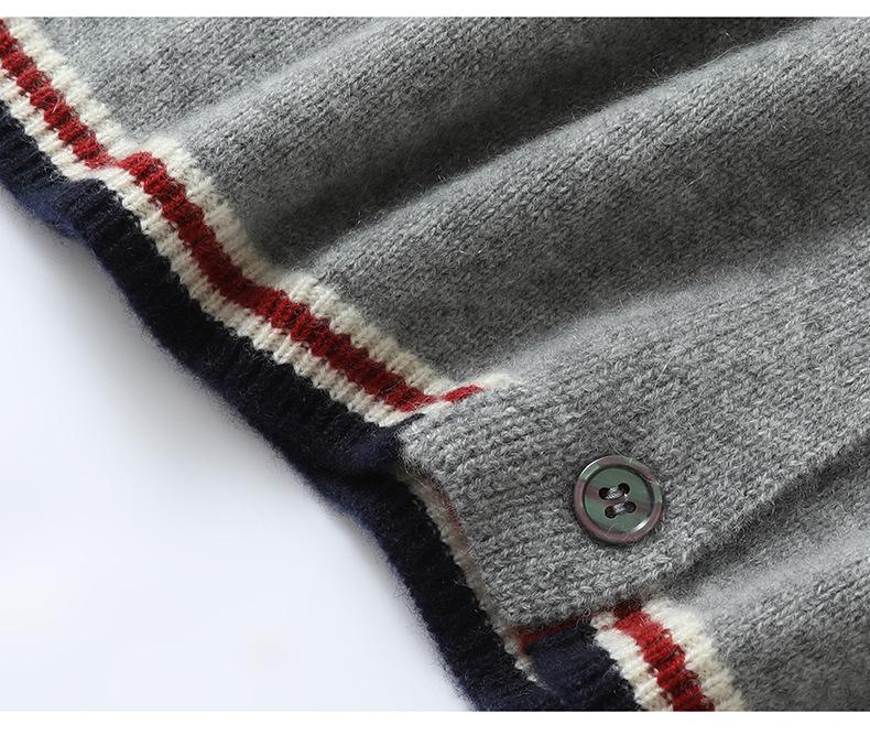 Women's Autumn Color Block Cashmere Cardigan Sweater