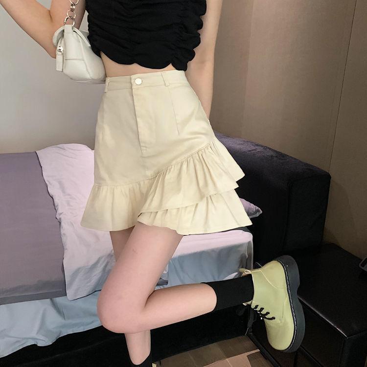 Летние мини-юбки с оборками, женские винтажные джинсовые милые повседневные милые уличные юбки с высокой талией для девочек