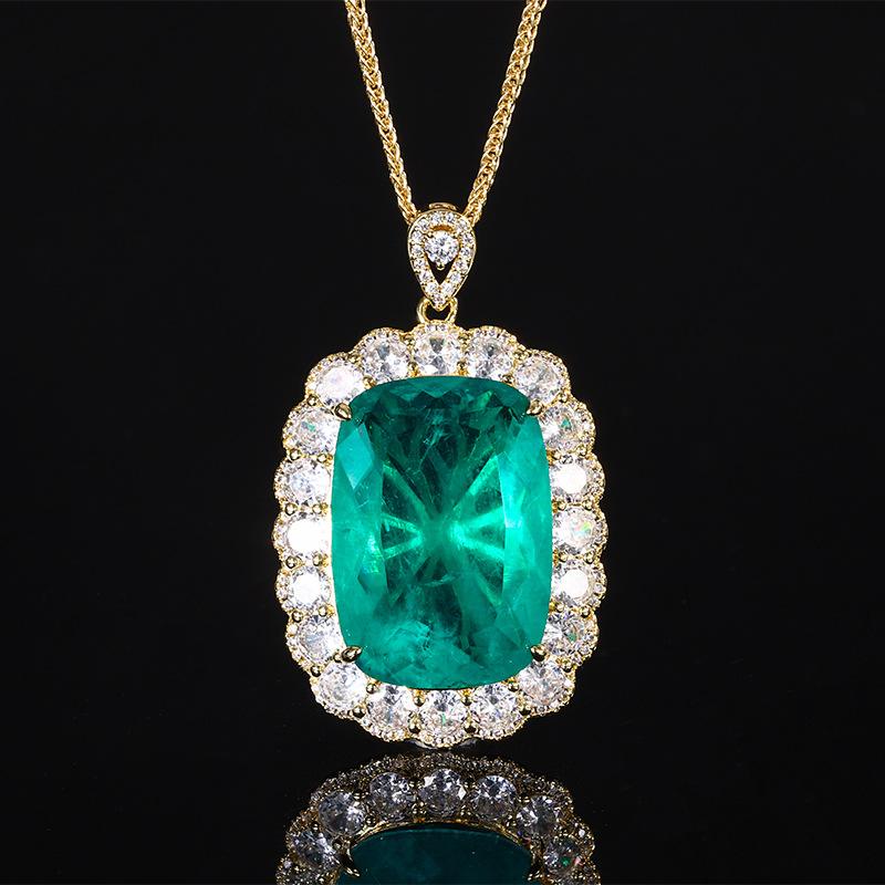 Ювелирные изделия Медное основание Позолоченная Имитация Цветной Сокровище Золотой Подвеска Ожерелье Камень 20 * 28