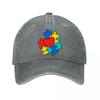 Color Puzzle Heart Awareness Emblem  New Vintage Washed Cotton Baseball Cap Sun Hats