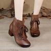 Sell New Vintage Autumn Winter Short Boot Low Heel Comfortable Round Toe Boot Rubber Soft Sole Shoes Flat Brown