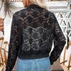 Новая элегантная женская жаккардовая кружевная перспективная молния короткая куртка верхнее пальто