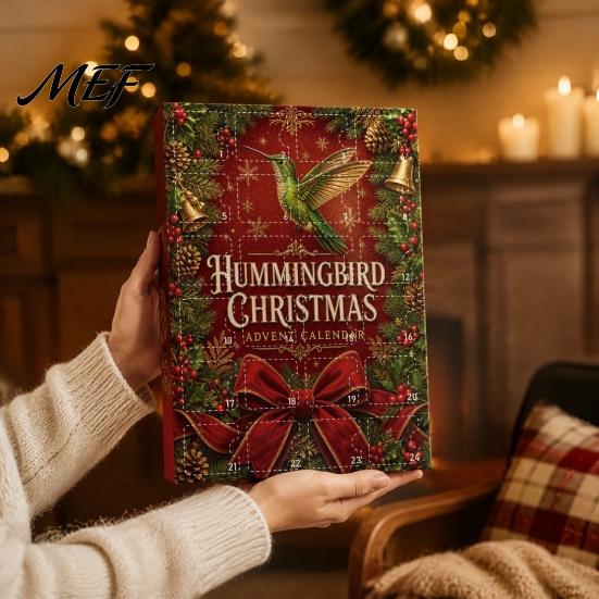 Hummingbird Advent Calendar Hummingbirds 2026, 24 Days Christmas Countdown with Daily Box Pcs 2D Acrylic Ornaments for Bird Lovers, Holiday