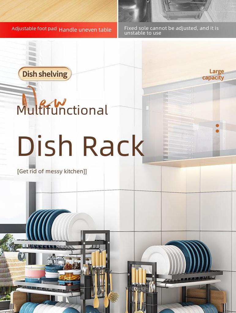 Multi-Layer Kitchen Dish and Bowl Rack with Drainage System