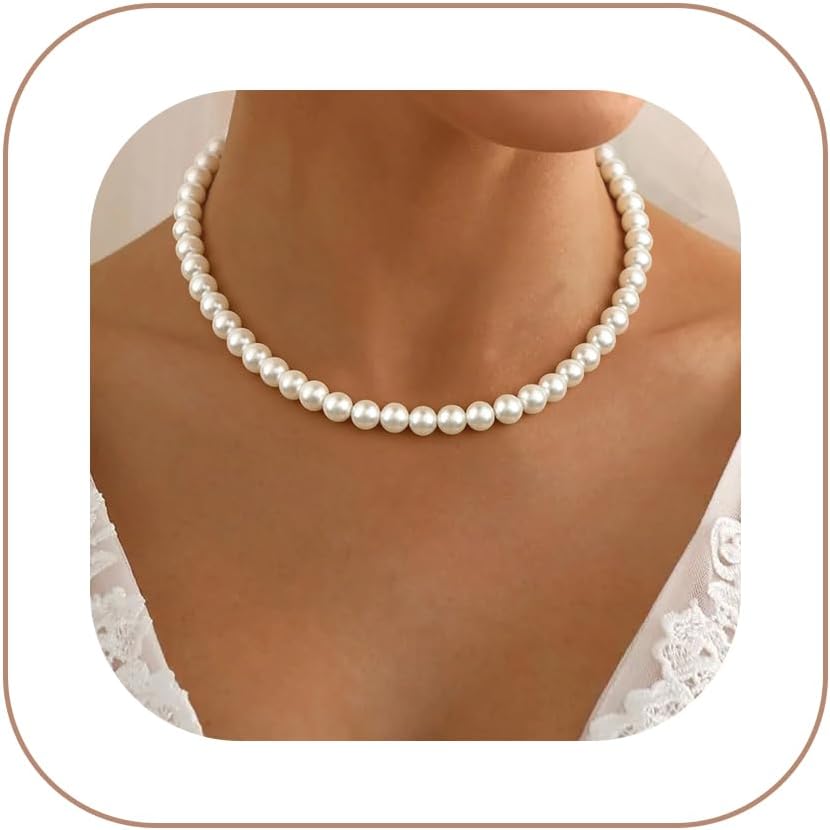 Gold Pearl Necklaces for Women - White Pearls Jewelry Gifts Wedding Bride Bridesmaid Jewelry