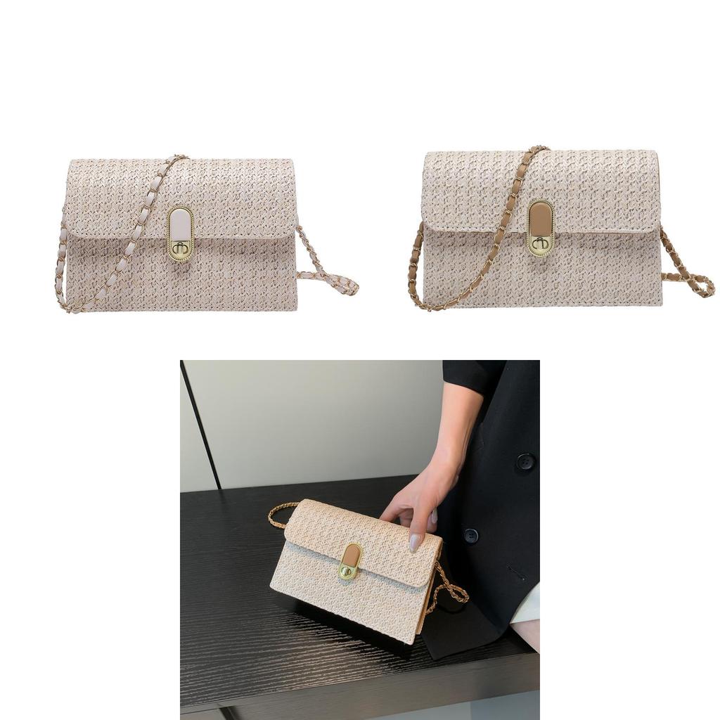 Korean Style Knitted Bamboo Bag With Chic Details And Polyester Lining