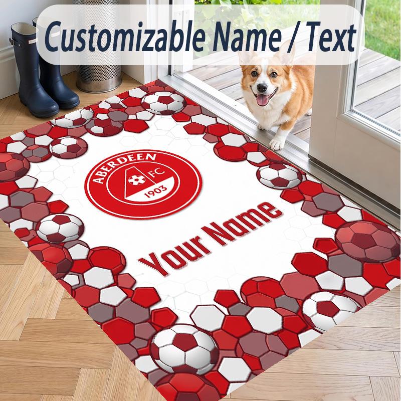 Custom Text Printed Rug Aberdeen FC Non Slip Floor Carpet For Home Room Decor