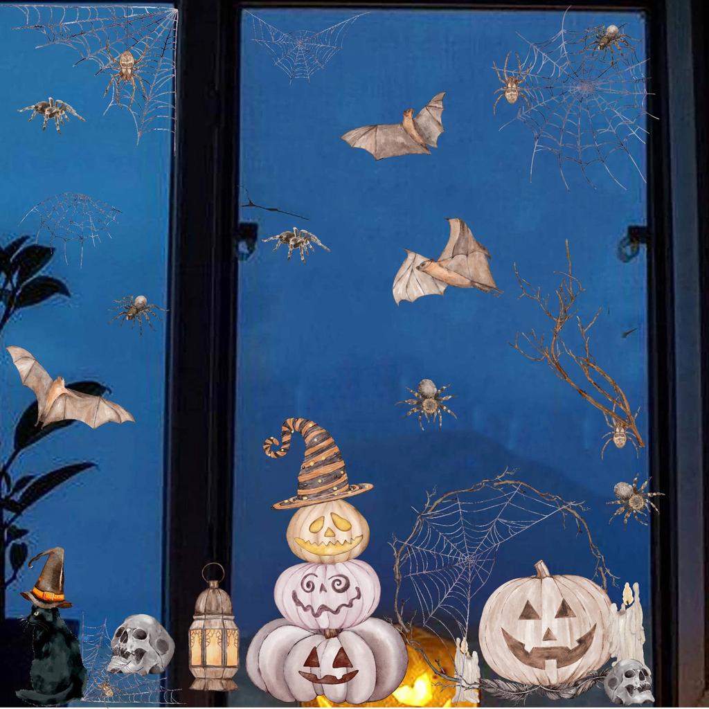 Хэллоуин Наклейки на окна Наклейки для украшения стеклянных окон Праздничная вечеринка Паук Статические наклейки