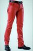 Red High Track Handmade Leather Lambskin Quality Wear Pant's Stylish Men Jean's Genuine