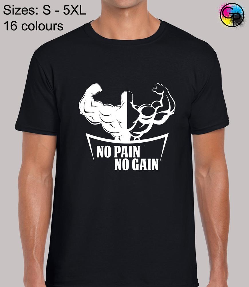 No Pain No Gain Gym Training Top Regular Fit T-Shirt Top TShirt Tee for Men