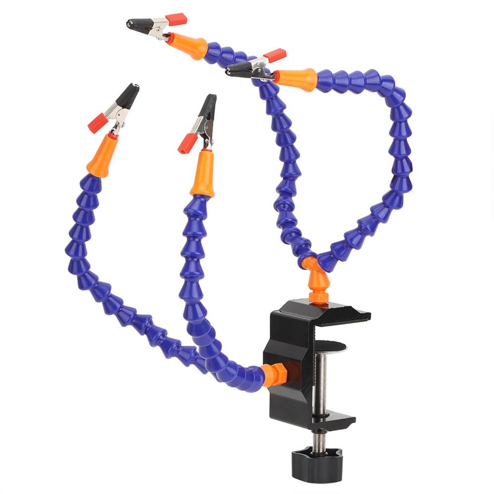 7pcs Easy to Bend 4 Arms Soldering Holder Blue Soldering Clamp Aid Automobile Maintenance